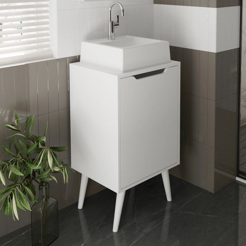 Gabinete para Banheiro Pequeno 1 Porta 45x80cm Branco Tecno Mobili