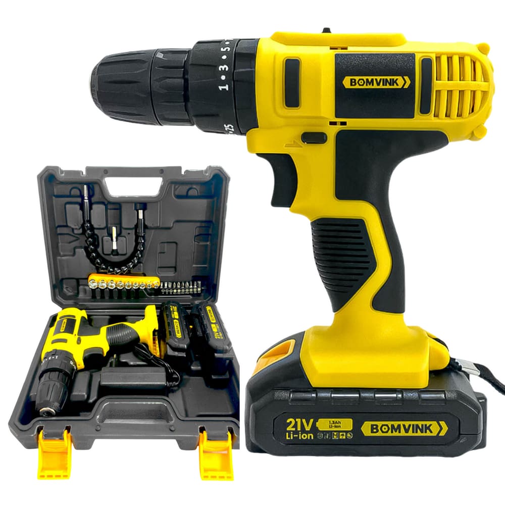 Parafusadeira Furadeira Impacto Torque 28 Nm 2 Baterias de 21V Recarregável Bivolt Veloz Potente