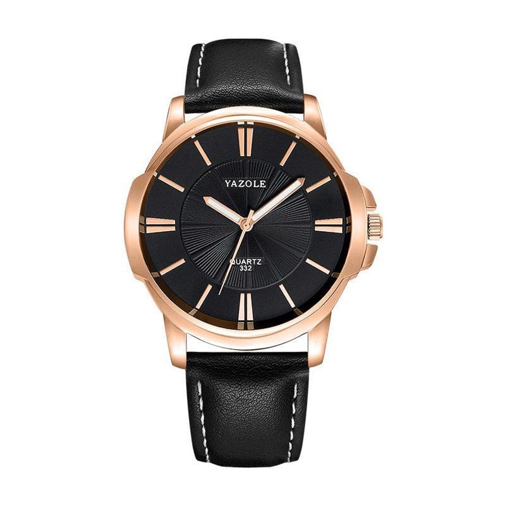 Relógio Masculino Yazole 332 Preto 46mm Couro 20mm