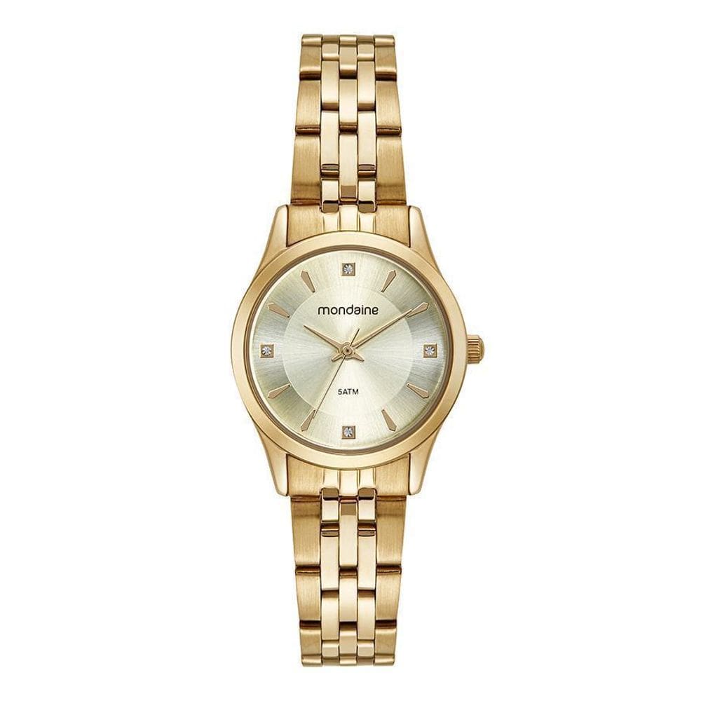 Relógio Analógico Clássico + Acessórios Dourados