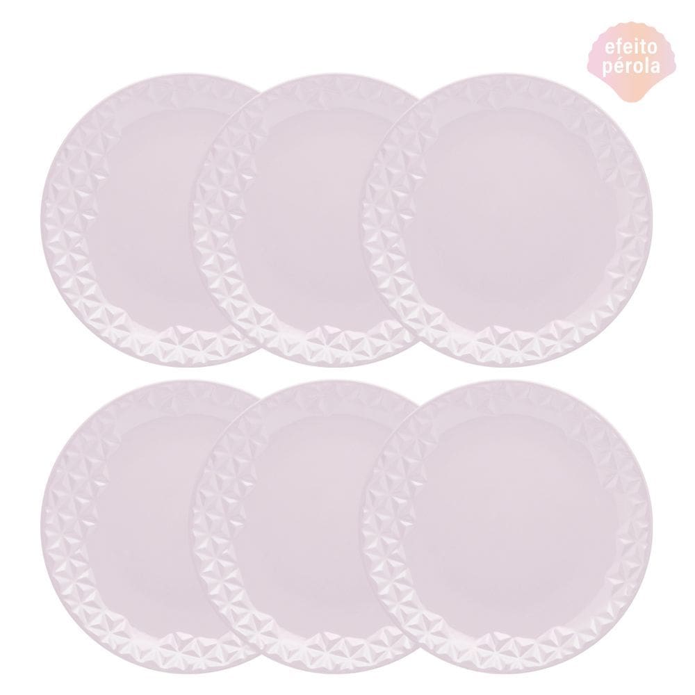 Conjunto de Pratos Rasos 06 Peças Mia Quartzo Oxford