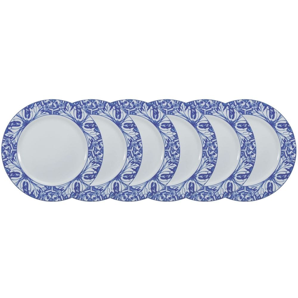 Conjunto de Pratos Rasos 06 Peças Azulejo Schmidt