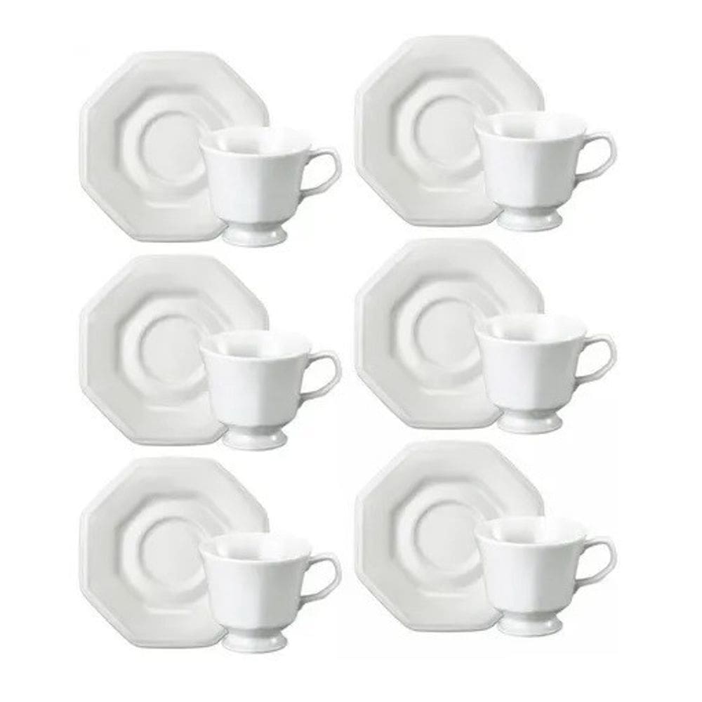 Conjunto de Xícara de Café com Pires 06 Peças Prisma Schmidt