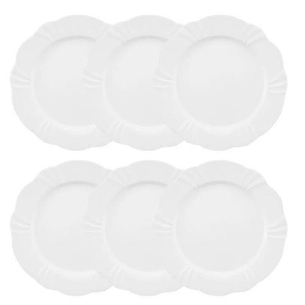Conjunto de Pratos Rasos 06 Peças Soleil White Oxford