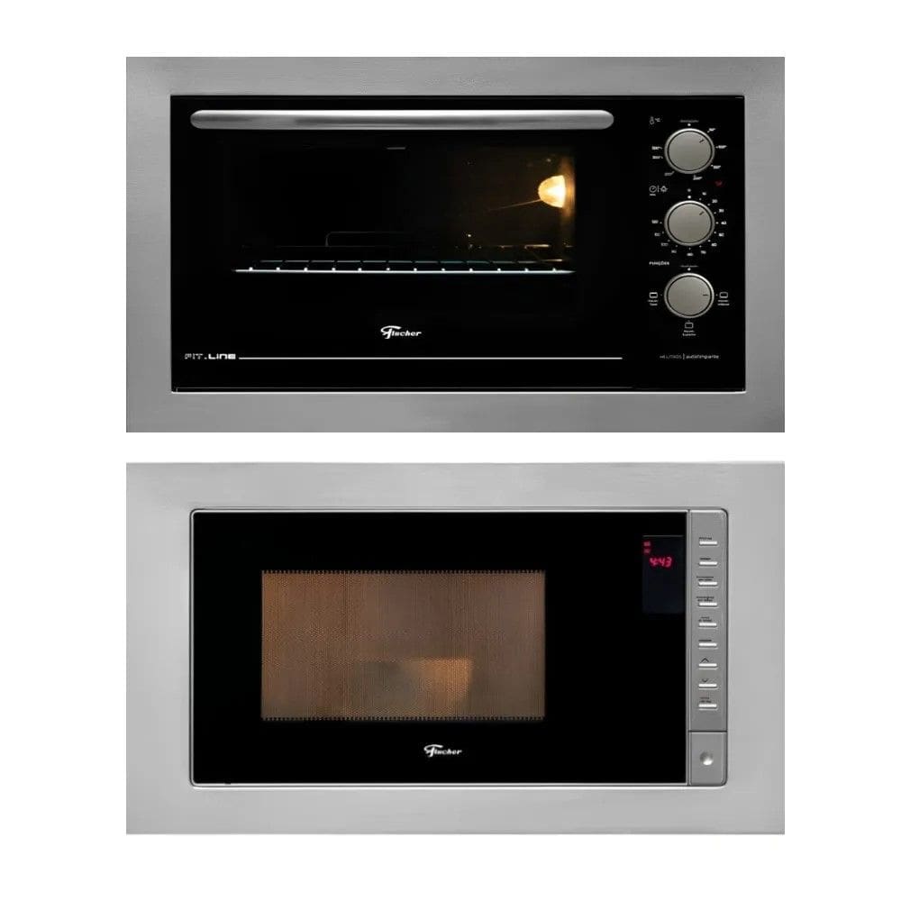 Kit Forno Elétrico 44 L E Micro-Ondas com 8 Funções de Embutir em Aço Inox Fischer 127 V