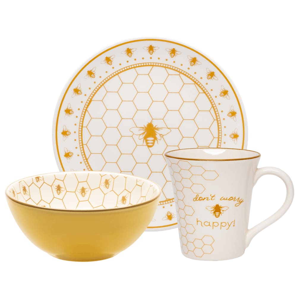Conjunto Lanche 03 Peças Bee Happy Oxford