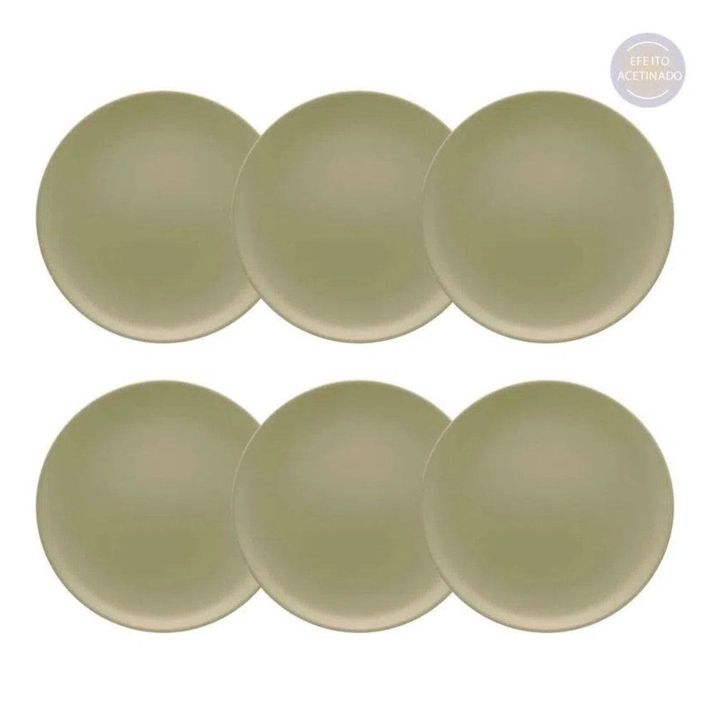 Conjunto de Pratos Rasos 06 Peças Oliva Oxford