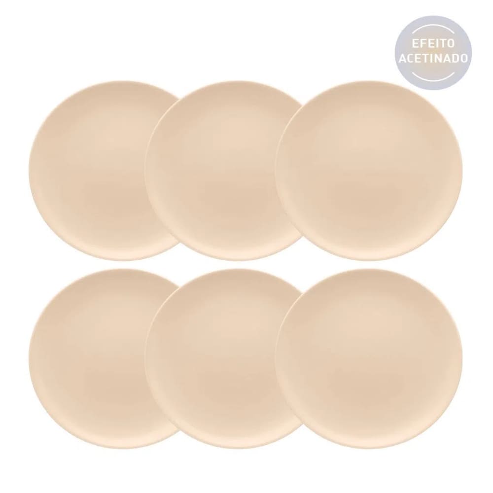 Conjunto de Pratos Rasos 06 Peças Merengue Oxford