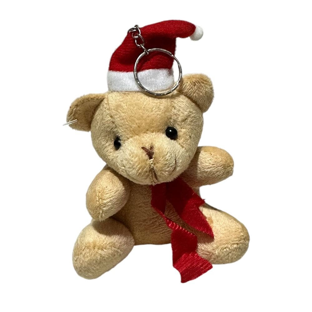 Mini Urso De Pelúcia Marrom Chaveiro Natal Lembrancinha Cesta Ursinho Natalino - 10cm