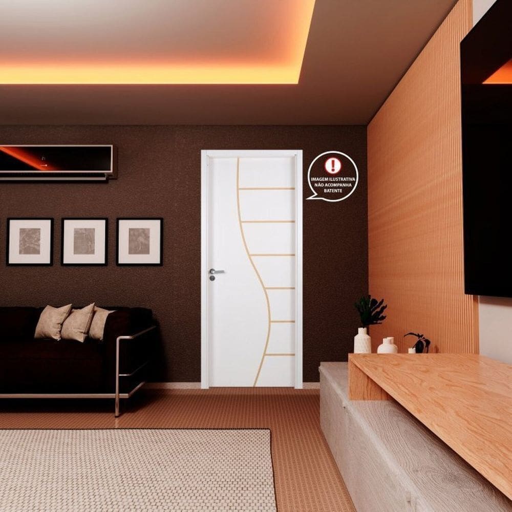 Kit com 3 Folhas de Porta Madeira Decorada 210x70cm Espessura 3,5cm Cantareira Mgm Branco