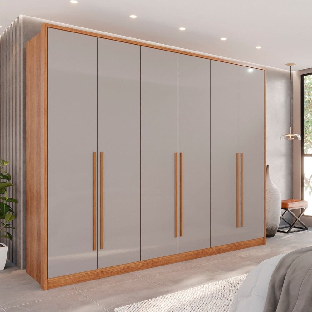 Guarda-Roupa 6 Portas 1 Gaveta Anápolis 100% MDF Cinamomo/Off White