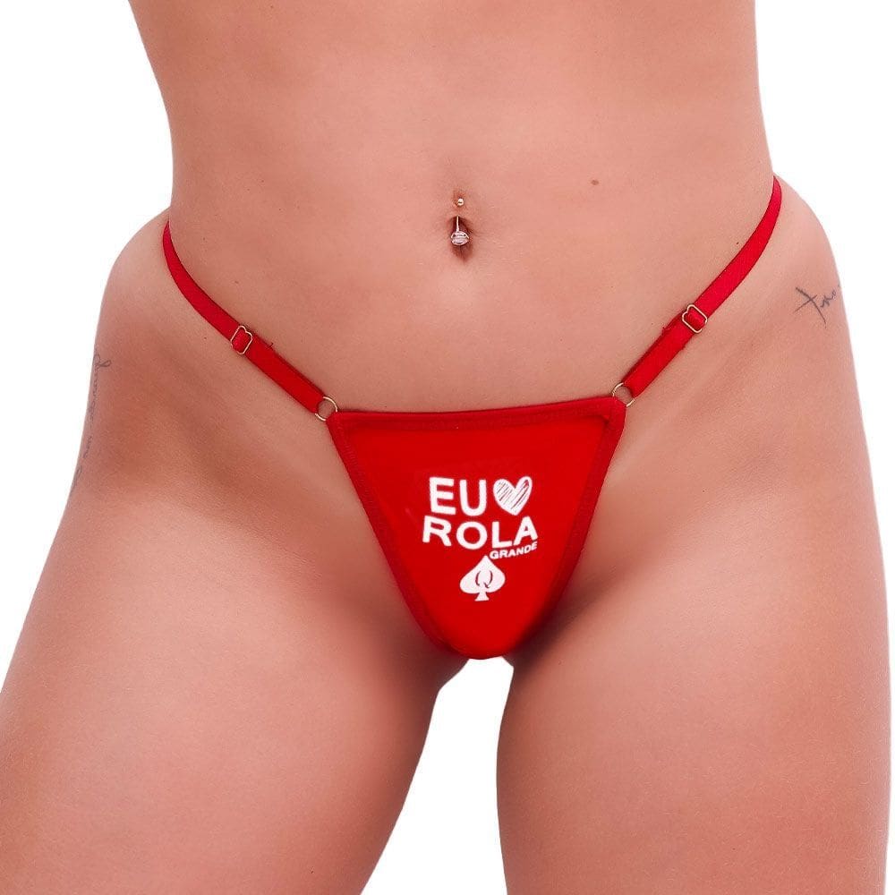 Calcinha Hotwife Atrevida Eu Amo Rol Grande Fio Dental Linda Com Ajustes nas Laterais