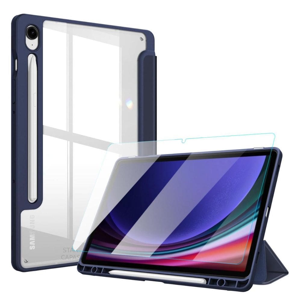 Capinha + Vidro para Tablet Samsung S9 FE 10.9, Azul Marinho