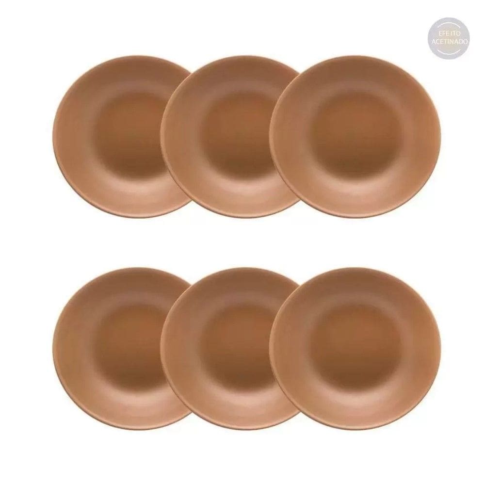 Conjunto de Pratos Fundos 06 Peças Avelã Oxford