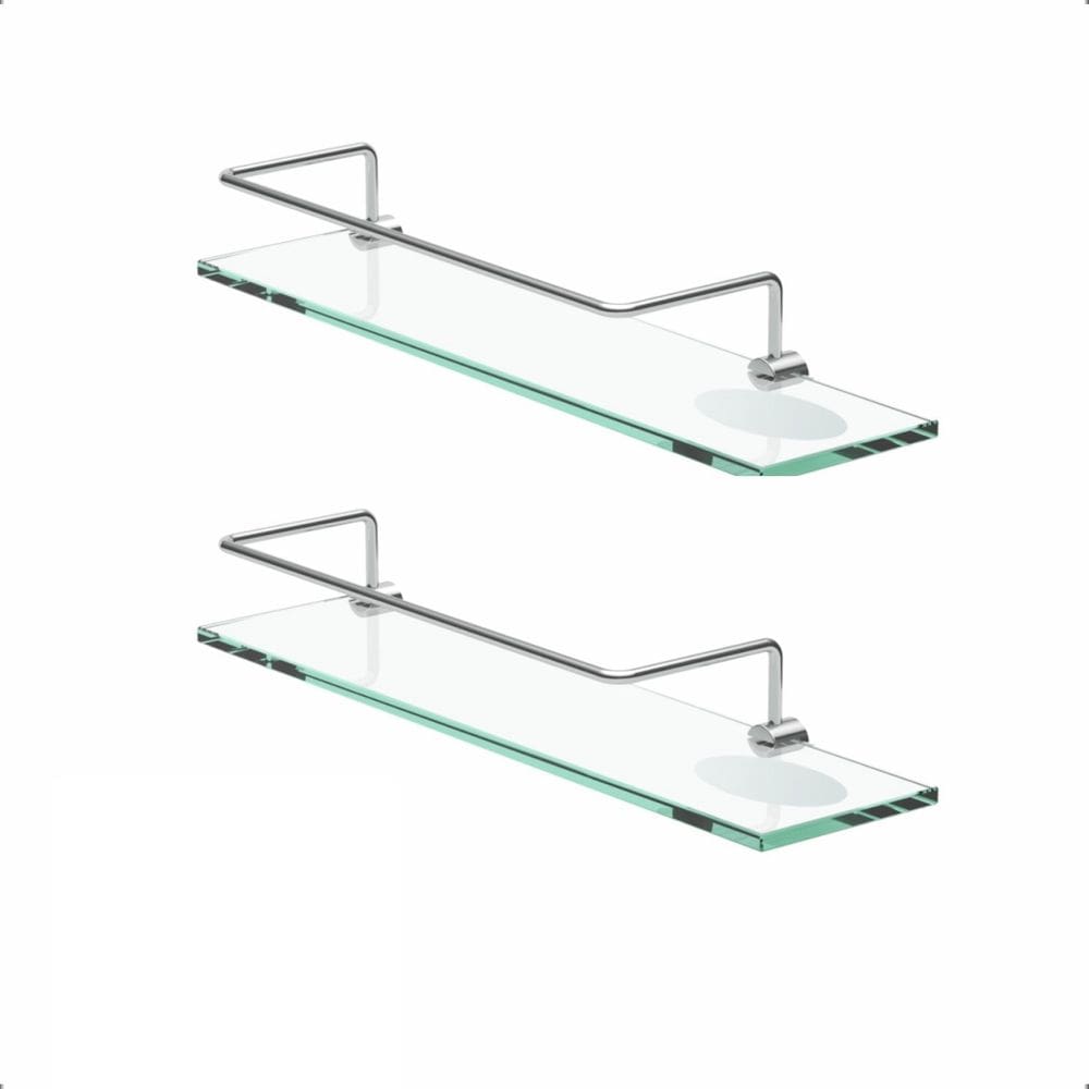 Porta Shampoo Triplo Para Banheiro Kit 2 Peças Orion Prata Polido