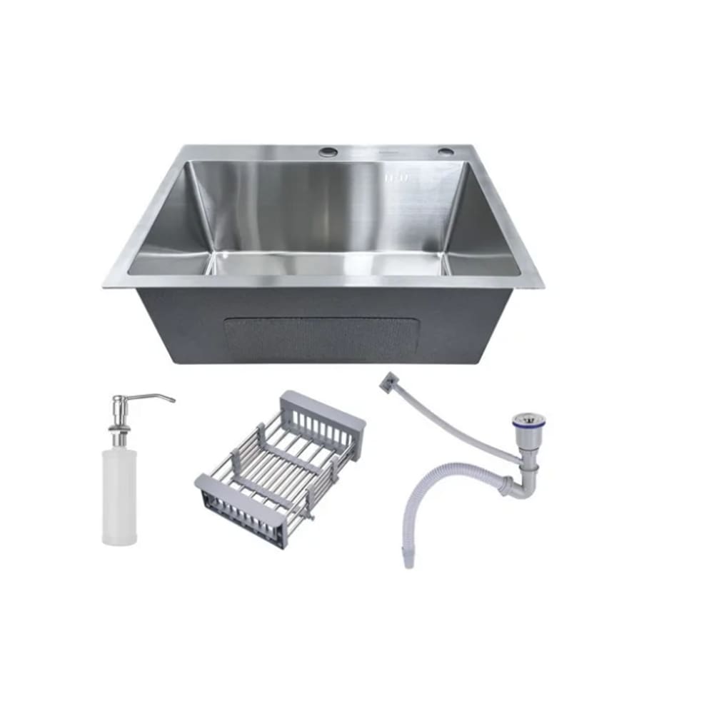 Kit Cuba Pia Aço Inox Quadrada Cozinha Gourmet E Torneira Perfil Em L Slim Luxo Prata Brinovar