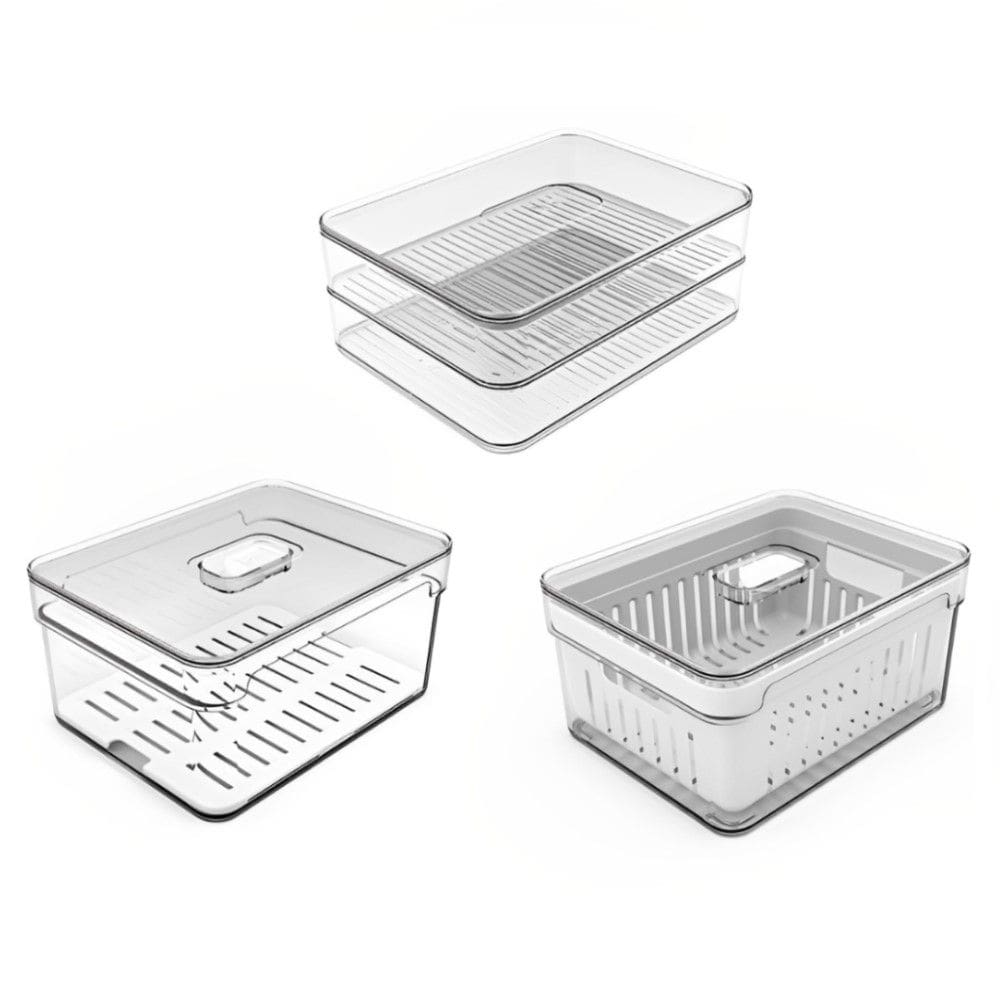 Conjunto Organizadores de Geladeira Clear Fresh 3 Peças Transparente
