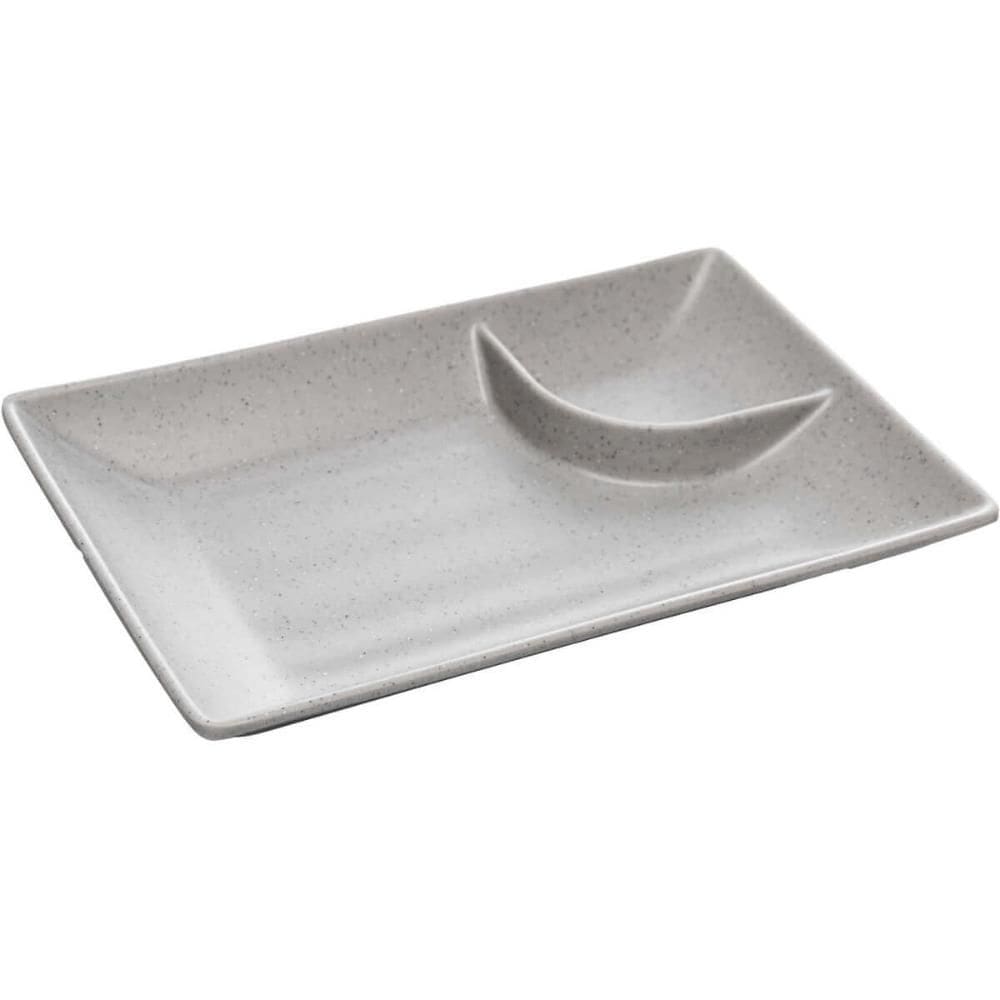 Prato Retangular 19cm Melanina com Molheira Sushi Lyor Tóquio Granilite Avulso