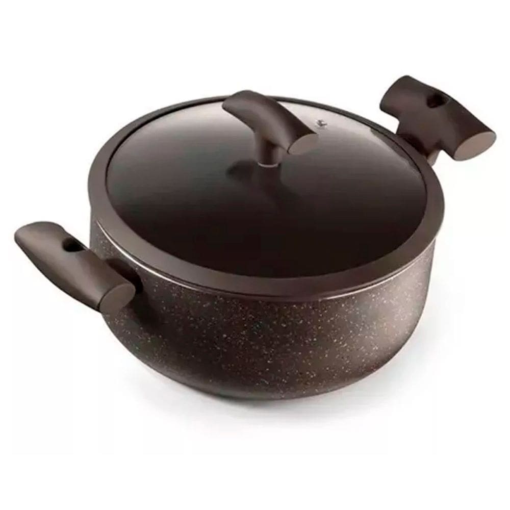 Caçarola Hercules Redonda Antiaderente Ceramica Indução Marrom 20x9 2,5L