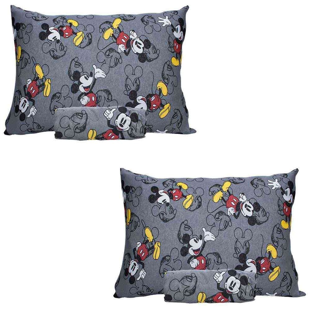 Kit 02 Jogo de Cama Solteiro Infantil Disney Simples 2 Peças Mickey Mouse Malha Portallar