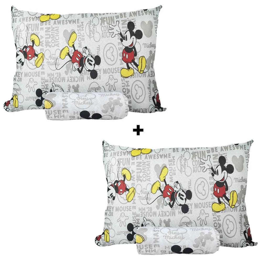 Kit 02 Jogo de Cama Solteiro Infantil Disney Simples 2 Peças Mickey Mouse Malha Portallar