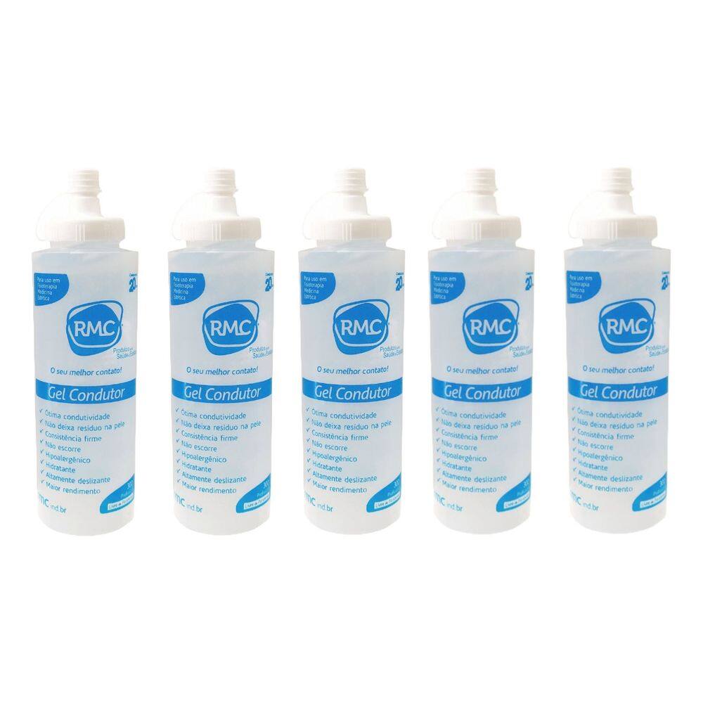 Kit 5- Gel Condutor Contato P/ Ultrason Tens Doppler 300 Ml