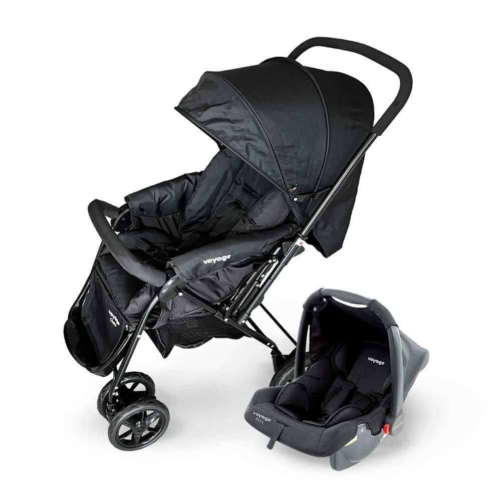 Carrinho com Bebê Conforto Travel System Choice Voyage Preto