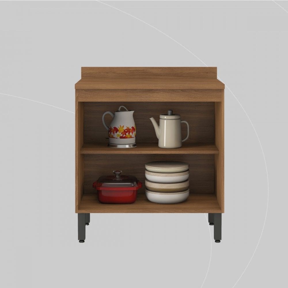 Balcão de Cozinha 80cm Firenze 2 Portas Amêndola/Branco - Demóbile