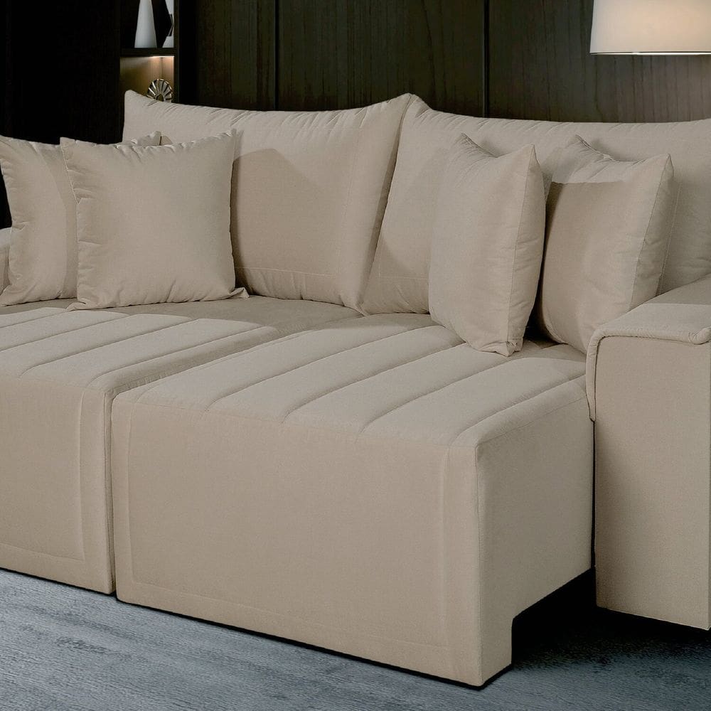 Sofá Living Retrátil com Molas Veneza 2.50 Mts Bege Marfim