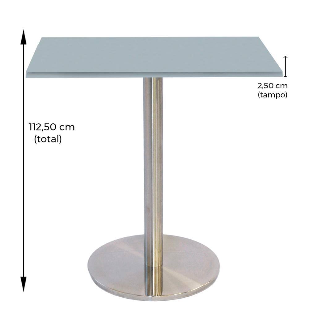 Mesa Bistrô Beta 112,50 cm (Alt) Disco Redondo Tampo MDP Quadrado 60 cm (Larg) x 2,50 cm (Alt) Cinza