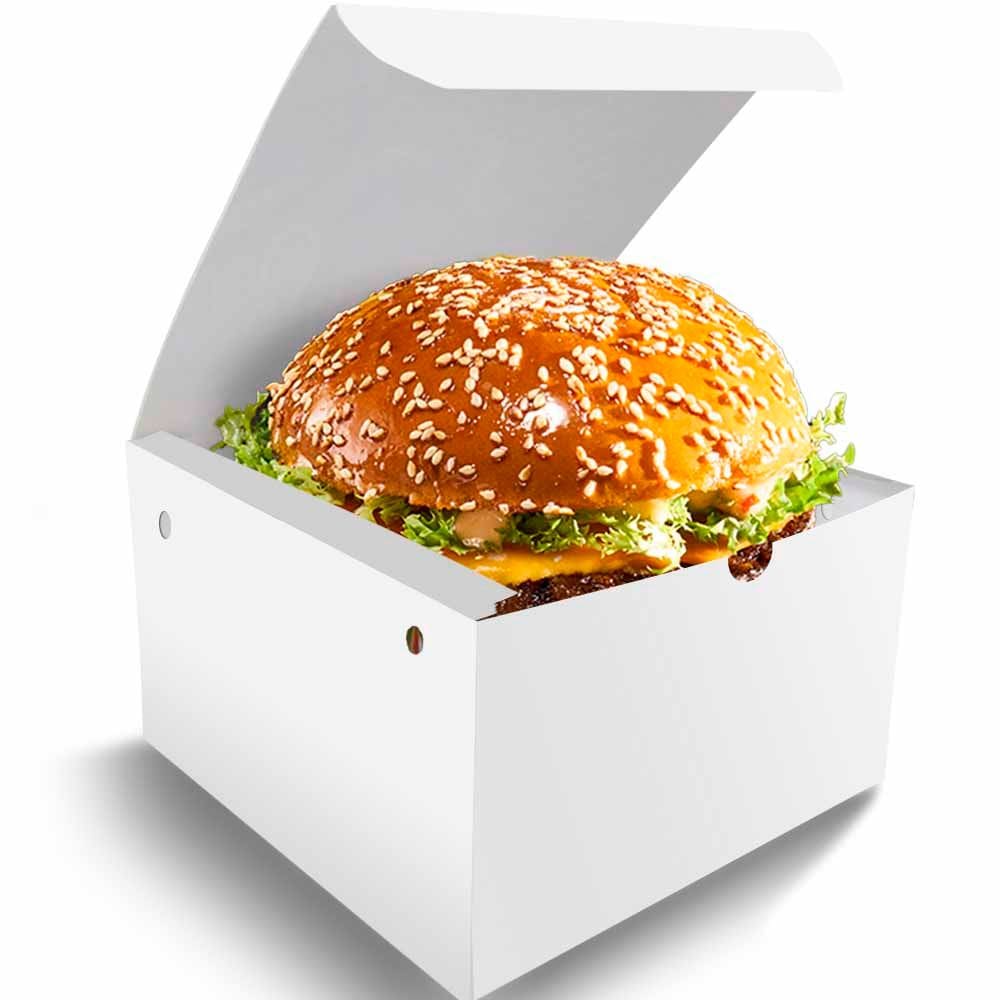 Caixinha Box Embalagem Para Hamburguer Gourmet 1000Un Branco