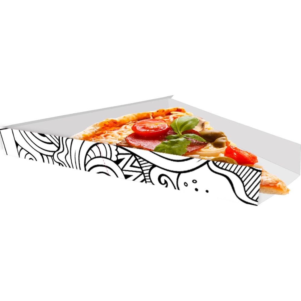 Caixa p/ Pizza Fatia 500 unid. Branco/Preto 2x17x18cm