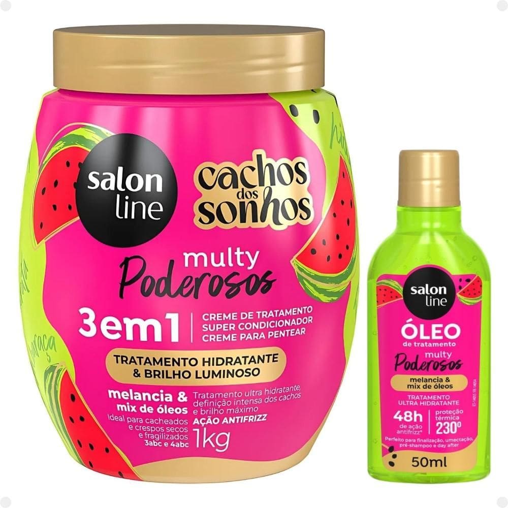 Kit Salon Line Multy Poderosos: 1 Creme 3 em 1 e 1 Óleo Melancia