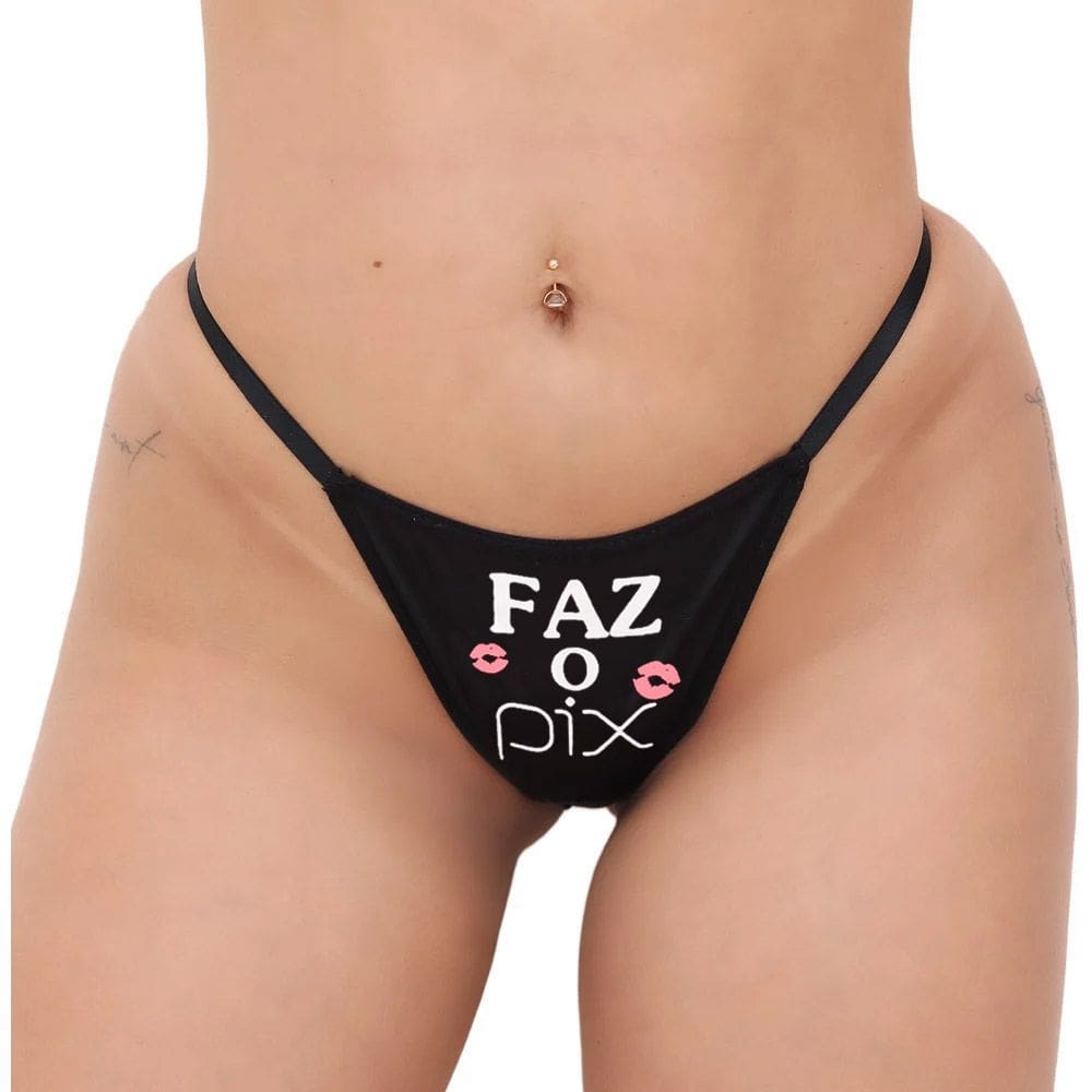 Calcinha Hotwife Atrevida Faz O Pix Fio Dental Linda Com Ajustes nas Laterais