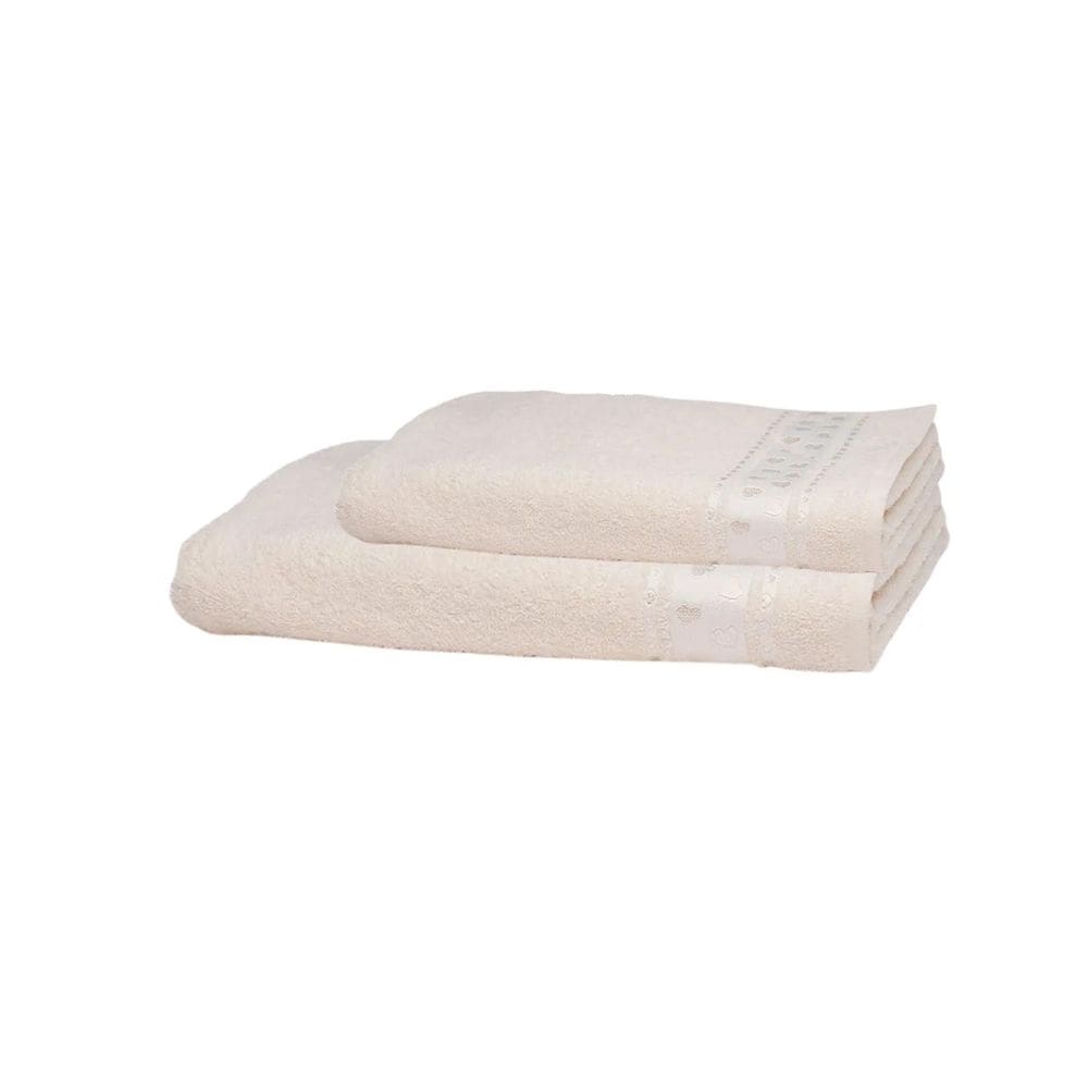 Jogo De Toalhas Döhler Jacquard Premium Corações Banho 2 Pçs