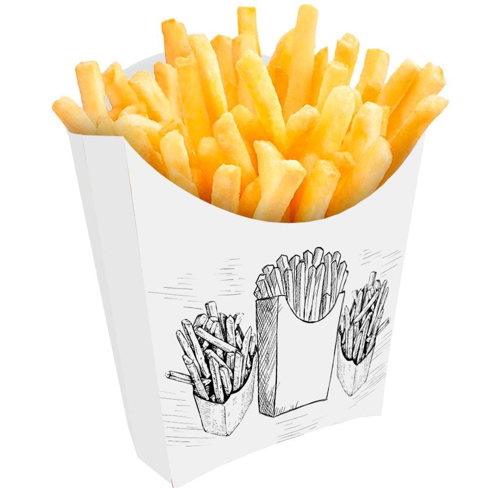 Caixinha Para Batata frita Tam Pequeno 1000un Branco e Preto
