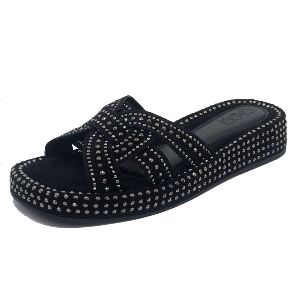 Sandalia Slide Strass Flat Conforto Cacci Moda Casual