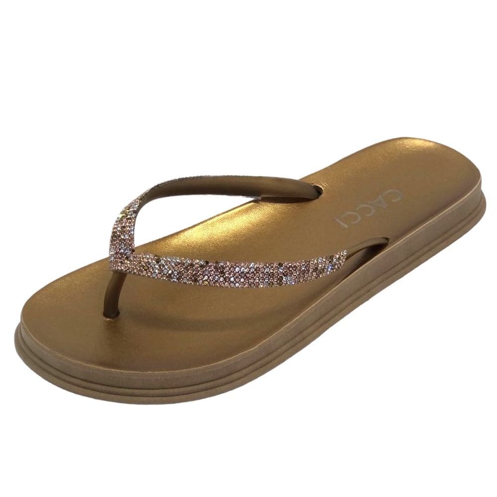Chinelo Casual de Dedo Flat Cacci Conforto Metalizado Estilo