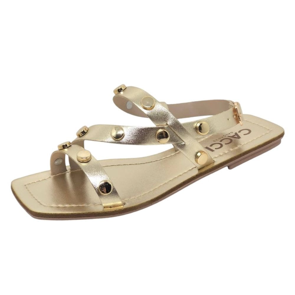 Sandália Feminina Rasteirinha Moderna Metalizada Cacci