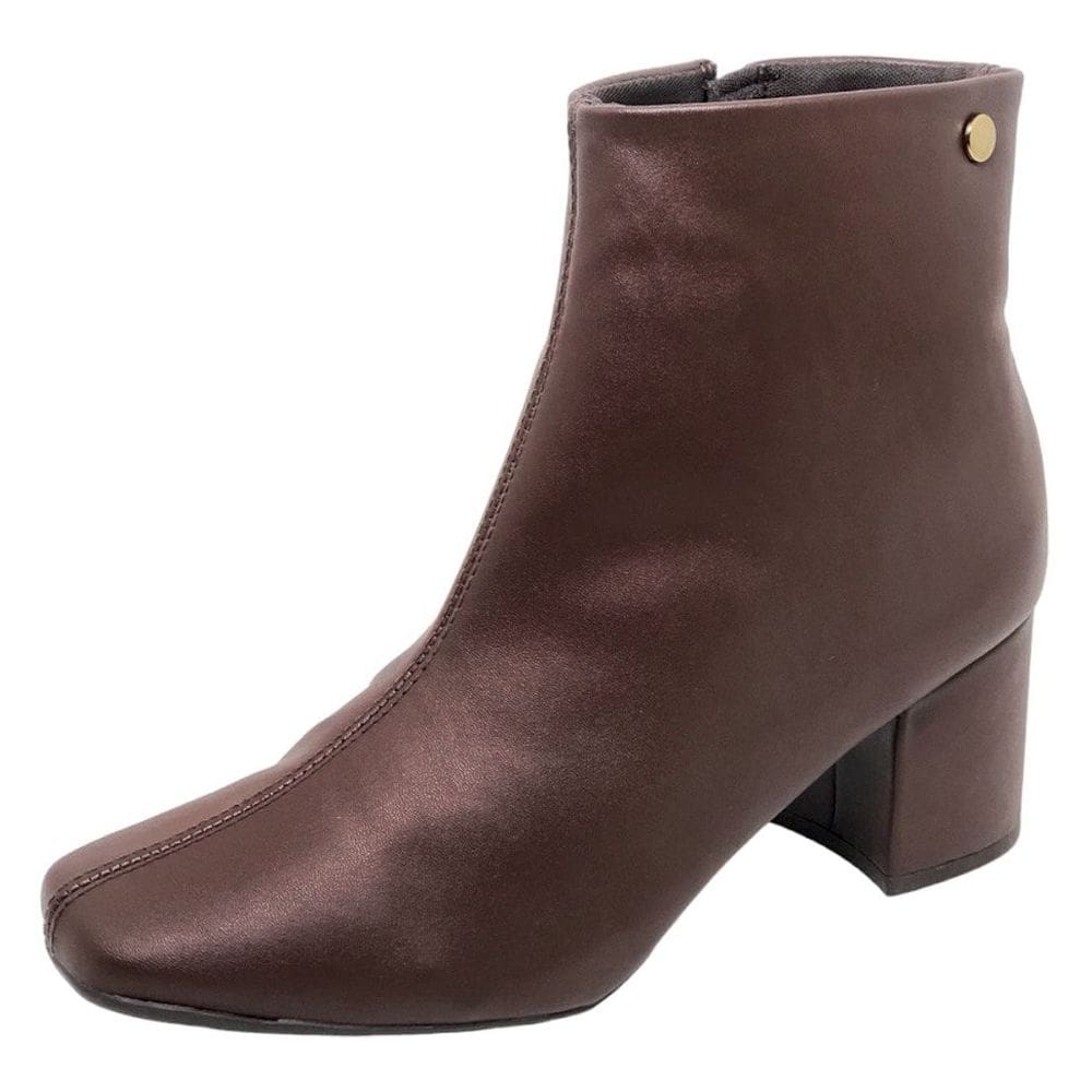 Bota Feminina Couro Salto Bloco Cano Baixo Conforto CACCI