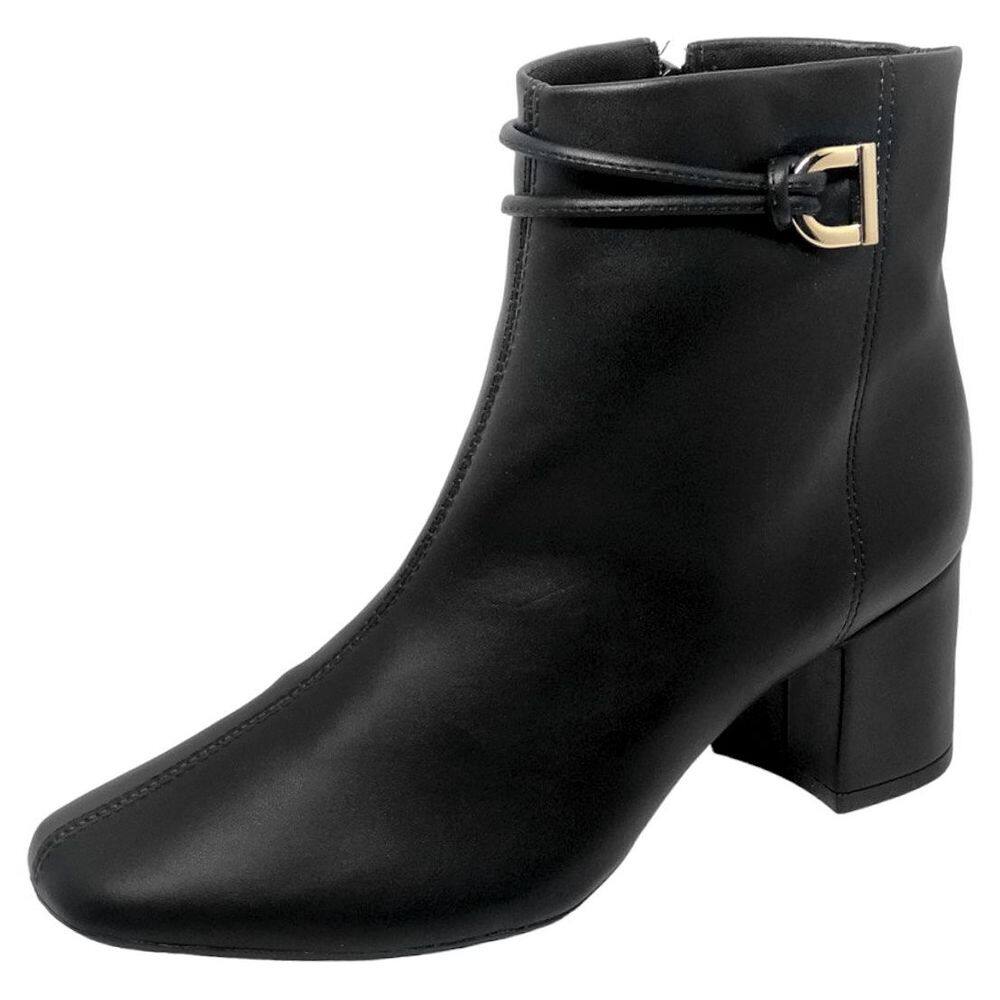 Bota Feminina Couro Salto Bloco Cano Baixo Salto Médio Cacci