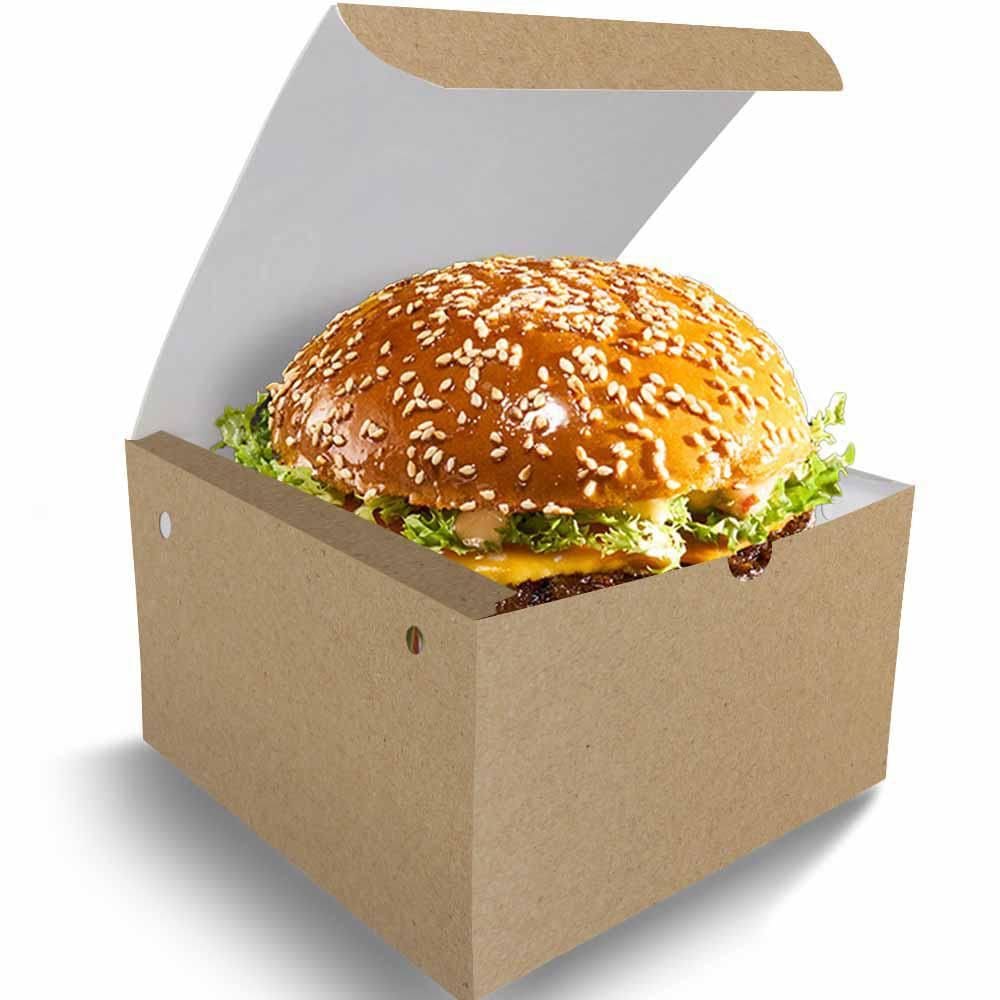 Caixinha Box Embalagem Para Hamburger Gourmet 200Un Kraft