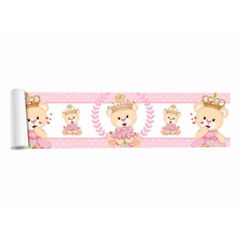 Kit 4 Faixas Adesivas Border Urso Coroa Rosa