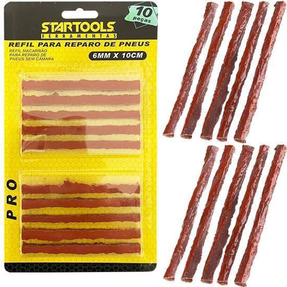 Refil Macarrao Para Reparo De Pneu Pro Com 10 Pecas 10Cmx6Mm