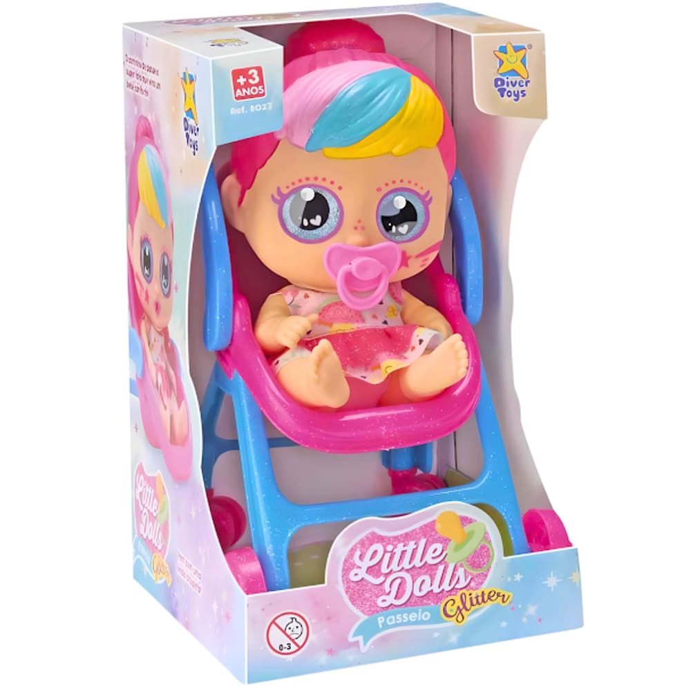 Boneca Little Dolls Glitter Carrinho De Passeio Divertoys