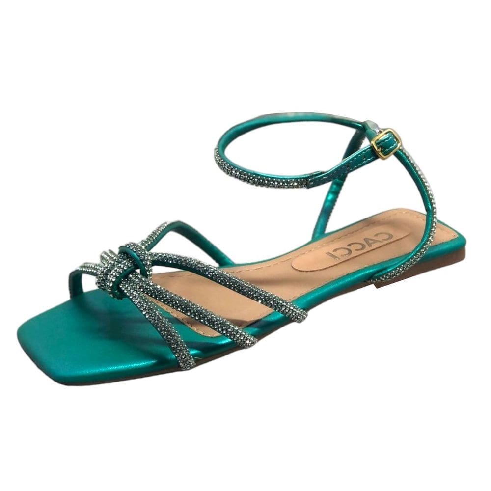 Sandália Rasteira Cacci com Strass Conforto