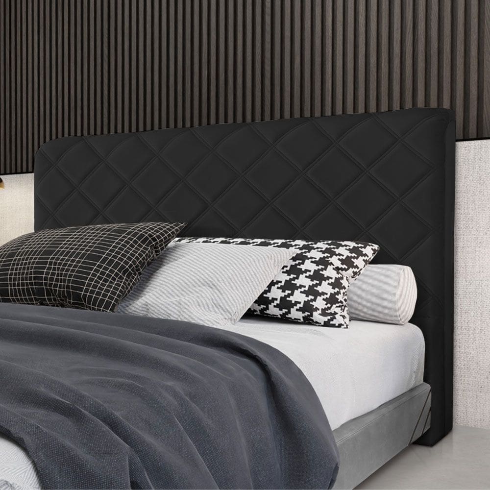 Cabeceira Cama Box Casal Estofada Capri Veludo Preto