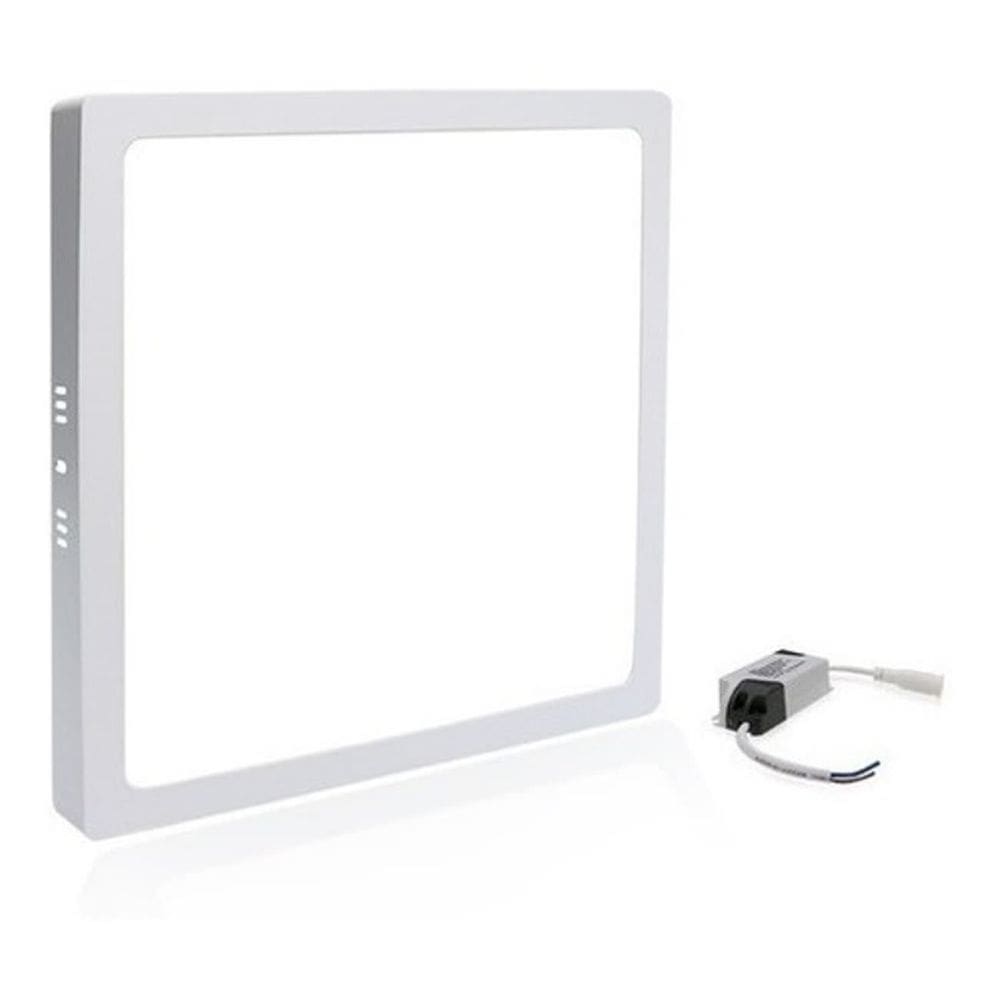 Painel LED Branco 18W 6000K Quadrado 22x22 Sobrepor Sala Quarto Cozinha Loja Oficina Escritório Banheiro Lavabo