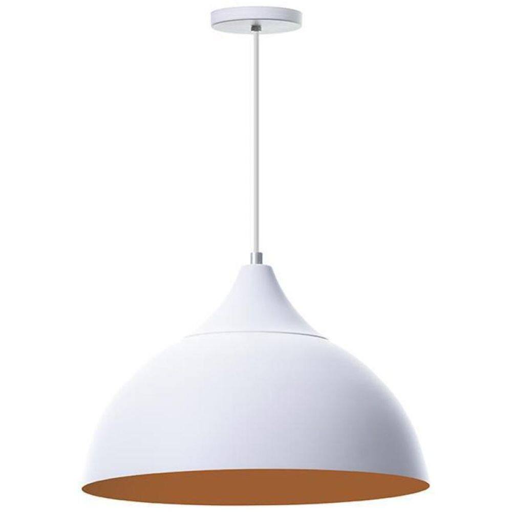 Kit 2 Lustres Pendente Meia Lua Branco 40Cm - Alumínio