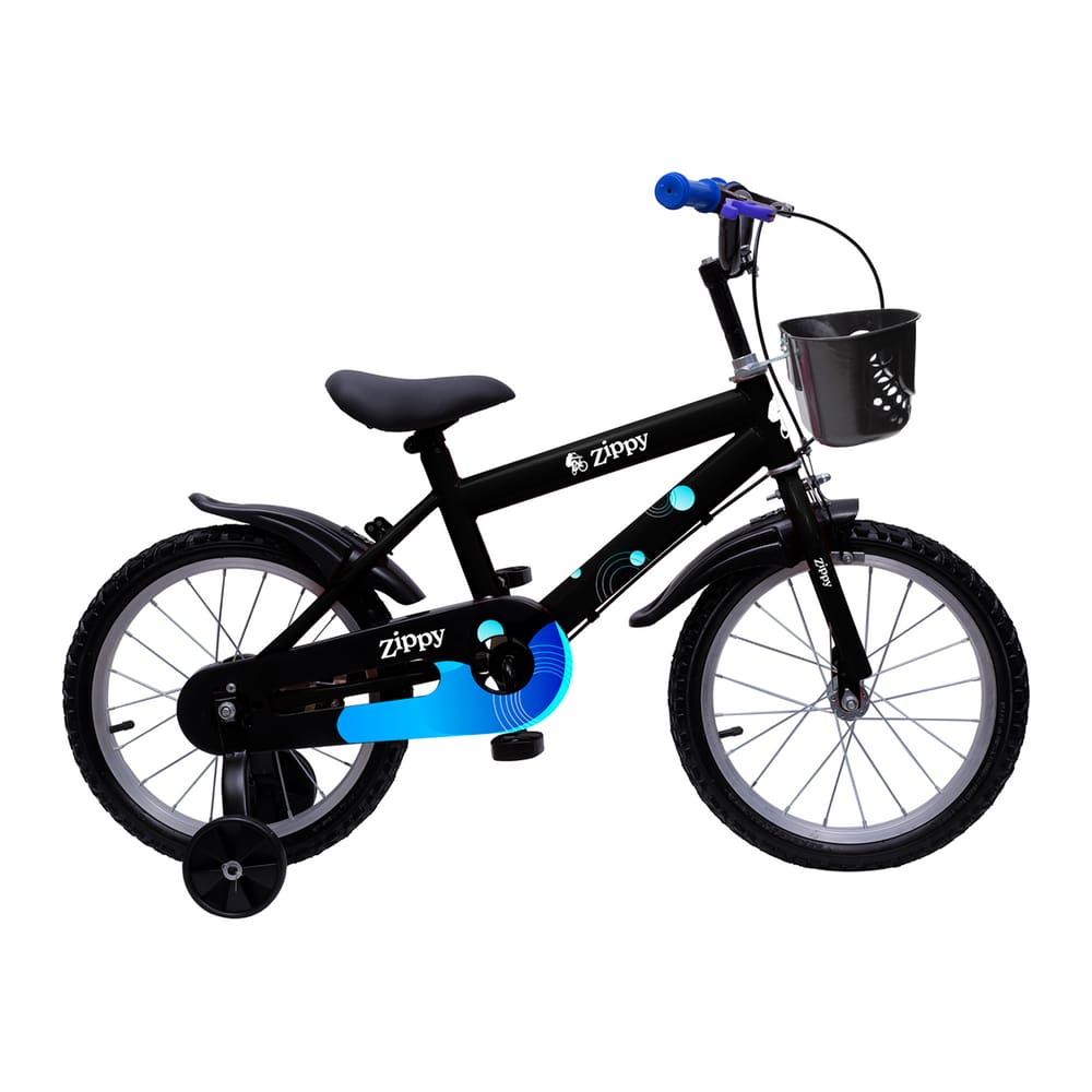 Bicicleta Infantil Aro 16 Com Rodinhas De Treinamento Bike Criança Menino Zippy Preta